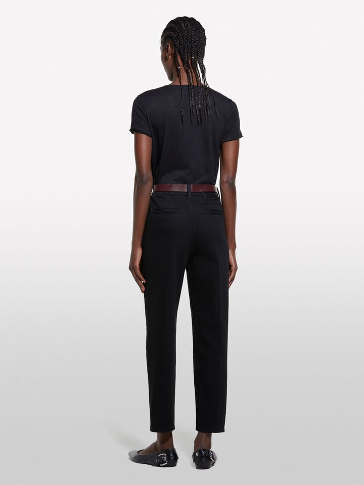 T-shirt girocollo nera - null - Nero | Sisley image number 3